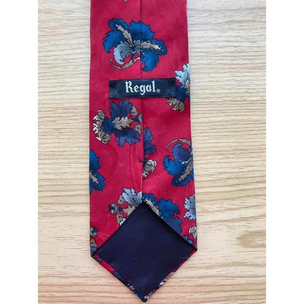 Regal Red and Blue Floral Silk Tie